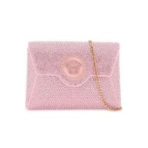 Versace Kristallen Envelop Clutch , Pink , Dames , Maat: ONE Size