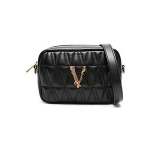 Versace, Tassen, Dames, Veelkleurig, ONE Size, Leer, Gewatteerde Barocco V Logo Schoudertas