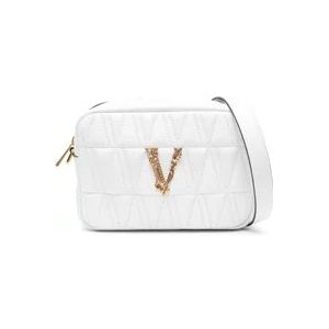 Versace Virtus Leren Crossbody Tas , White , Dames , Maat: ONE Size