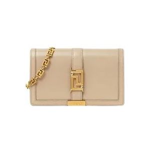 Versace Greca Goddess Mini portemonnee aan ketting , Beige , Dames , Maat: ONE Size