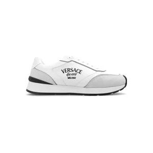 Versace Geborduurde Leren Sneakers , White , Heren , Maat: 44 EU