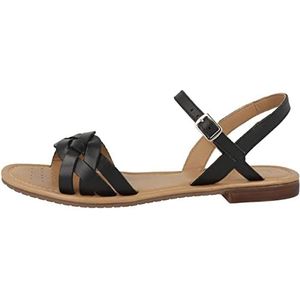 Geox D Sozy S platte sandaal voor dames, Zwart, 40 EU