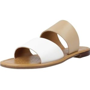 Geox D Sozy S platte sandaal voor dames, Beige Wit, 36 EU