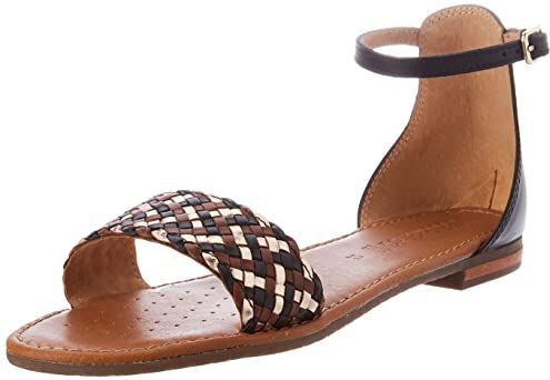 Geox d sozy s platte dames sandalen, zwart/goud, 39 EU