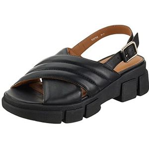 Geox Dames D LISBONA sandaal, zwart, 36 EU, zwart, 36 EU