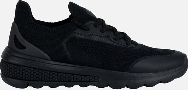 GEOX - D SPHERICA ACTIF - Sneakers - Zwart - Gebreide Stof en Lederachtig Materiaal