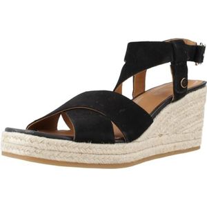 Geox Dames D PANAREA espadrille sleehak sandaal, zwart, 38,5 EU, zwart, 38.5 EU