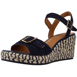 Geox Dames D PANAREA espadrille sleehak sandaal, marineblauw, 40 EU, navy, 40 EU
