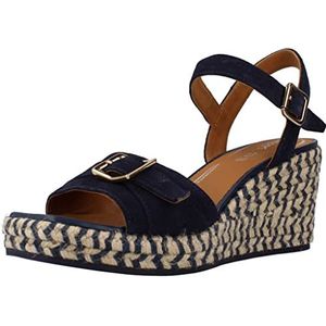 Geox Dames D Panarea B Sandaal Espadrille Wedge, Navy Blauw