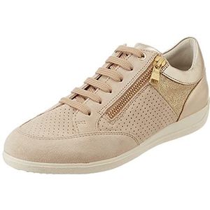 Geox D Myria Sneakers voor dames, LT Taupe/Gold, 40 EU, Lt Taupe Gold, 40 EU