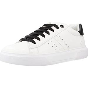Geox J Nettuno Girl Sneakers voor meisjes, wit zwart, 33 EU