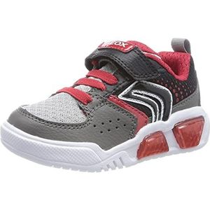 Geox Jongens J Illuminus Boy Sneakers, Grijs rood, 35 EU