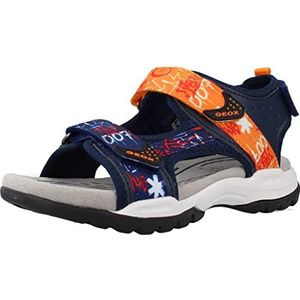 Geox Boys J Borealis Jongenssandaal, Navy Oranje, 32 EU