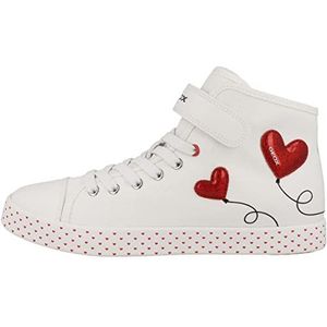 Geox Jr Ciak Girl sneakers voor meisjes, wit-rood., 24 EU