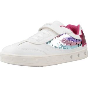 Geox J Skylin Girl Sneaker, wit/veelkleurig, 35 EU, Wit Multicolor, 35 EU
