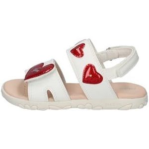 Geox meisjes J Haiti Girl sandalen, wit-rood., 24 EU