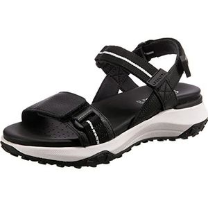 Geox, Schoenen, Dames, Zwart, 38 EU, Leer, Zwarte platte sandalen voor vrouwen