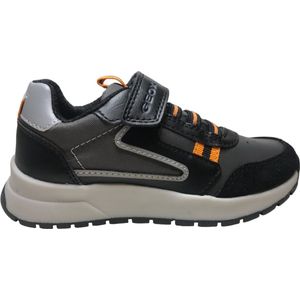 Geox - Briezee - Sportieve Sneaker - Zwart Orange - Nylon en Leerlook