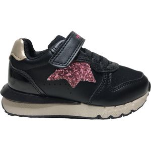 Geox - Fastics - Mt 24 - velcro elastiek roze glitter ster sportieve sneakers - Zwart