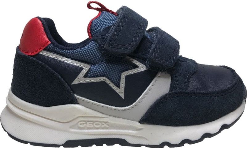Geox - Pyrip - Sneakers - Navy/Rood - Lederen - Velcro's met Zilveren Ster