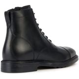 Geox - Heren Enkellaarzen - Zwart - Katoen - 100% Rundleer