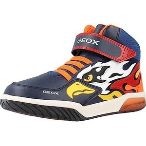 Geox Jongens J Inek Boy Sneakers, Navy Orange, 31 EU