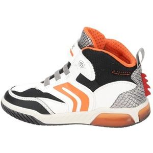 Geox Jongens J Inek Boy Sneakers, White Orange, 27 EU