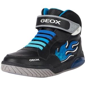 Geox Jongens J Inek Boy Sneakers, Black Lt Blue, 34 EU