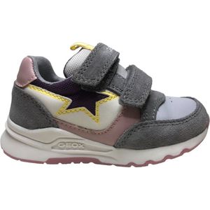 Geox - Pyrip - Mt 23 - Velcro's Purperen ster sportieve lederen sneakers - Lt grijs / roze
