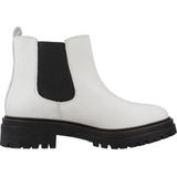 Geox - D Iridea - Enkellaars - Wit - Materiaal: Leer - Hakvorm: Blokhak