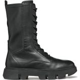 Veterlaarsjes - Effen - Leer - Blokhak - Snoersluiting