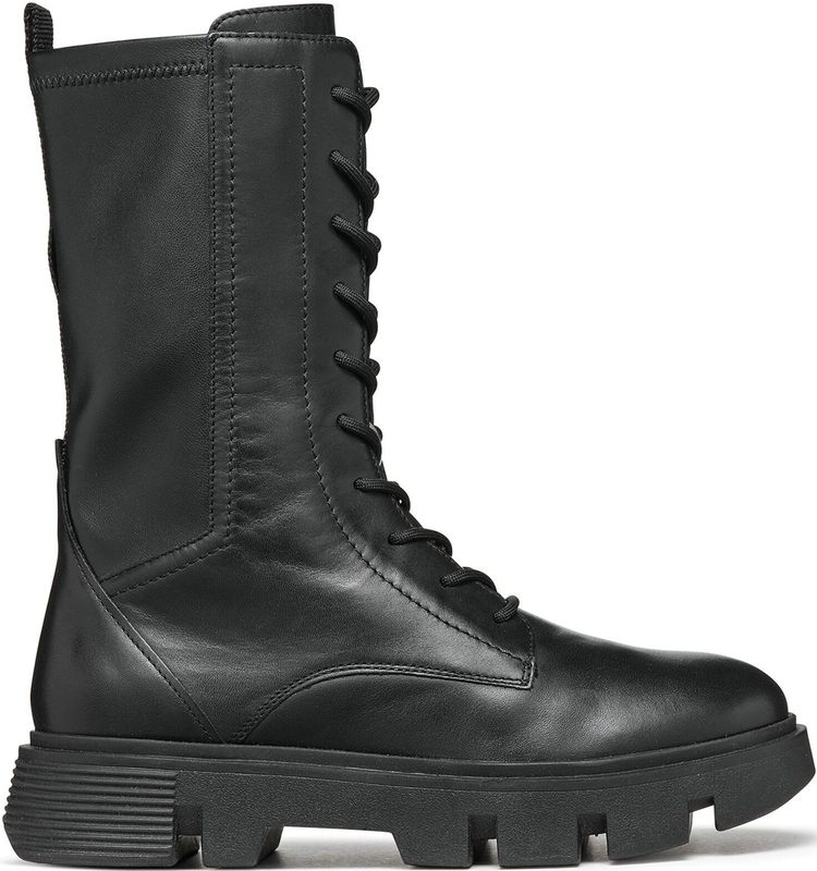 Veterlaarsjes - Effen - Leer - Blokhak - Snoersluiting