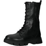 Veterlaarsjes - Effen - Leer - Blokhak - Snoersluiting