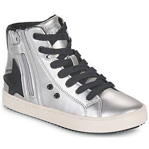 Geox J Kalispera Girl A Sneaker, DK Silver/Black, 34 EU, Dk Silver Black, 34 EU