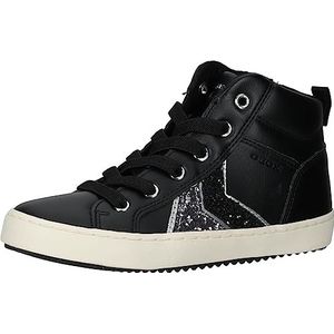 Geox J Kalispera Girl B Sneakers, zwart/DK zilver, 35 EU, Black Dk Silver., 35 EU