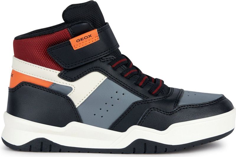 GEOX - J Perth Boy - Unisex Sneakers - Black/Orange - Leer/Nylon