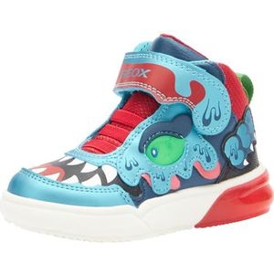 Geox Jongens J Grayjay Boy Sneakers, Lt Blauw Rood, 34 EU