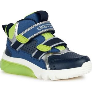 Geox Jongens J Ciberdron Boy Sneakers, Navy Lime, 34 EU