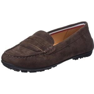 Geox Meisjes D Kosmopolis + Grip Moccasin, koffie, 39 EU