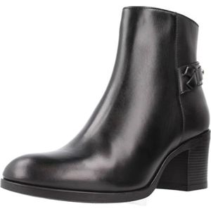 Geox, Schoenen, Dames, Zwart, 39 EU, Zwarte Leren Enkellaars voor Dames