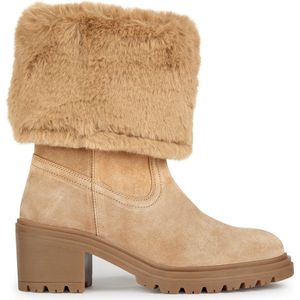 GEOX - DAMIANA - Dames Laarzen - TOFFEE/BEIGE - Suède met Imitatiebont