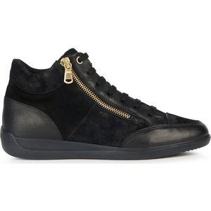 Ademende hoge sneakers Myria GEOX. Leer materiaal. Maten 38. Zwart kleur