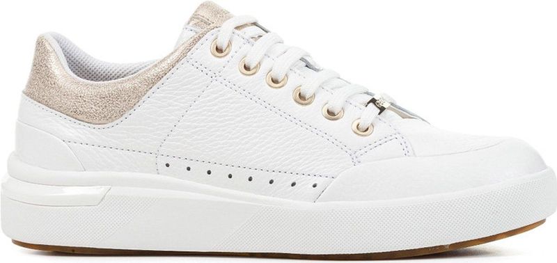 Geox - Dalyla - Sneakers - Wit-Champagne - Leer-Metallic