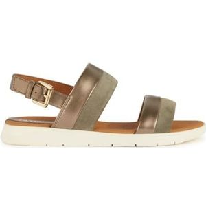 Geox D DANDRA A Slide Sandalen voor dames, DK Beige/Sage, 35 EU, Dk Beige Sage, 35 EU