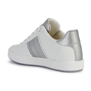 Geox D BLOMIEE F Sneakers voor dames, wit/zilver, 39 EU, Wit-zilver., 39 EU