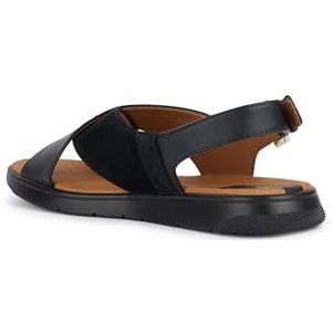 Geox, Schoenen, Dames, Zwart, 38 EU, Comfortabele platte sandalen voor vrouwen