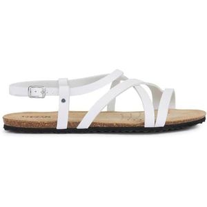 Geox D BRIONIA Low B Platte damessandalen, wit, 37 EU, wit, 37 EU
