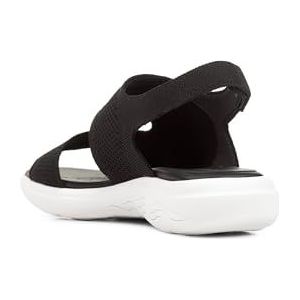 Geox, Schoenen, Dames, Zwart, 39 EU, Polyester, Zwarte platte sandalen voor vrouwen