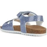Meisjes - Sandaal - Blauw Glitter - Leer Voetbed - Klittenbandsluiting