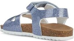 Meisjes - Sandaal - Blauw Glitter - Leer Voetbed - Klittenbandsluiting